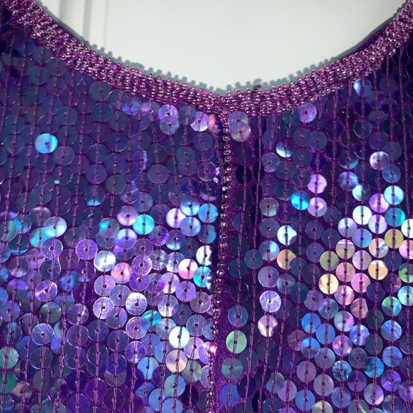 Scarlet Rage Iridescent Purple Sequin Blouse-sizeM - Picture 7 of 8